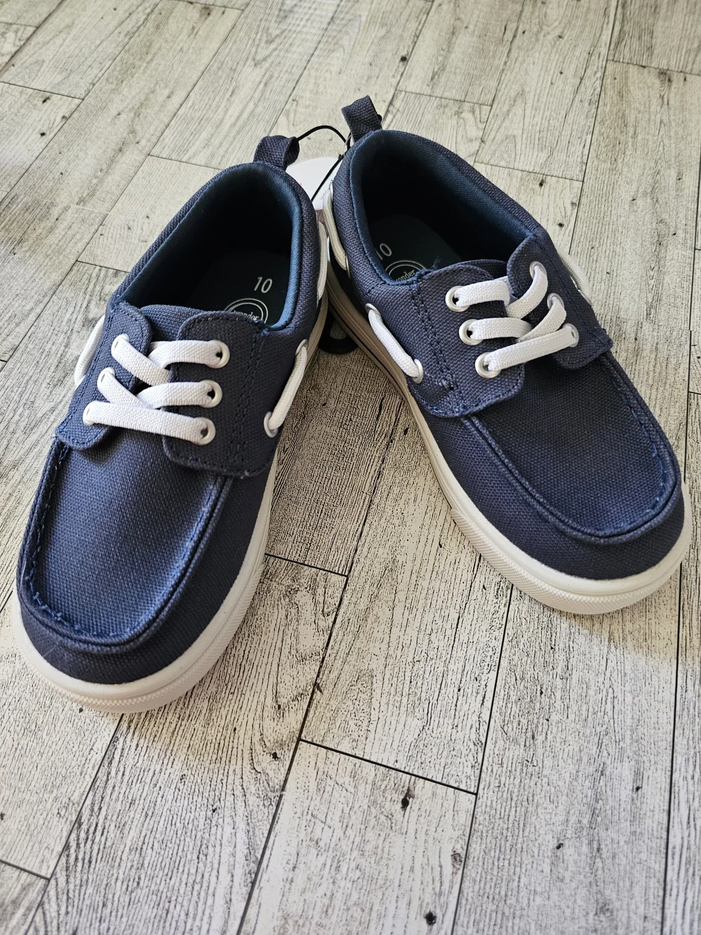 Boys Wonder Nation Slip On Canvas Boat Shoe Navy and White Size 10 Toddler
